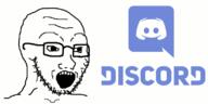 animated discord excited glasses open_mouth shaking soyjak stubble text variant:soyak // 800x400 // 39.6KB
