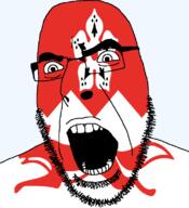 angry animal british england flag flag:leicestershire flower fox glasses hair leicestershire looking_to_the_left open_mouth plant soyjak stubble teeth thick_eyebrows united_kingdom variant:cobson // 721x789 // 69.0KB