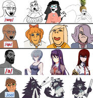 anime ayanami_rei brown_skin coco_(ongezellig) discord_memes food fruit fundamental_paper_education hand joel_(user) miss_circle miss_emily miss_thavel multiple_soyjaks mymy obsessed_faggot ongezellig orange_skin pineapple pinejak purple_hair subvariant:wholesome_soyjak variant:a24_slowburn_soyjak variant:cobbess variant:feraljak variant:gapejak variant:soyak variant:soytan vera_(ongezellig) yuri_(doki_doki_literature_club!) // 1265x1324 // 451.7KB