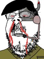 albert albert_(user) angry bloodshot_eyes cyborg evil frown glasses horn microphone red_eyes robot soyjak stubble subvariant:wholesome_soyjak variant:gapejak // 600x800 // 37.5KB