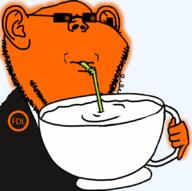 clothes drinking drinking_straw fdl fnwo froot glasses glowing meta:tagme orange_skin series:administ_soyjaks subvariant:impdrink suit trend:glowie variant:impish_soyak_ears // 853x847 // 280.2KB