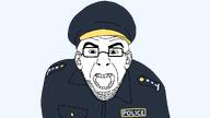 clothes ear glasses hat idubbbz looking_at_you open_mouth police police_hat police_uniform remastered soyjak stubble template transparent_background variant:policejak // 2058x1158 // 43.5KB