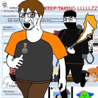 KEEP_TAKING_LZZZZZZZZ Warrior-Z(user) clothes crying dan flame flamethrower full_body lllzzz running smug variant:chudjak variant:soyak // 808x808 // 306.5KB