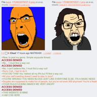 2soyjaks greentext ias ip open_mouth orangetext soy soyjak_party stubble teeth the_lawnmower_man variant:cobson variant:feraljak voiceover // 540x540, 61s // 1.5MB