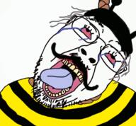 animal animated antenna bee bloodshot_eyes bug clothes crying glasses hair hanging hat moving mustache open_mouth rope soyjak stubble suicide variant:bernd // 680x630 // 481.6KB