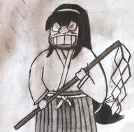 Kiki-kaikai blur_tool bow china dark_hair drawing gel_pen gohei headband liquid_paper long_hair meta:poor_trace_on_the_right_hand_if_that_matters oekaki paper sayo-chan skirt teeth_showing variant:soykio_kid // 1831x1801 // 1.5MB