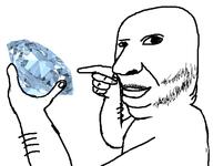 arm closed_mouth gem hand holding_gem holding_object mustache pointing soyjak stubble variant:holdjak // 592x461 // 48.2KB