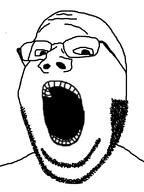 glasses open_mouth soyjak stubble subvariant:wholesome_soyjak variant:gapejak // 600x800 // 47.2KB