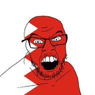 angry bahrain country flag glasses jacksepticeye looking_at_you mustache open_mouth soyjak stubble teeth variant:feraljak youtube // 1500x1500 // 28.8KB