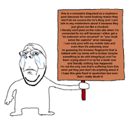 crying glasses holding_object meta:quote_is_a_selfish_little_fuck_who_doesnt_wanna_unshadowban_me sign stubble variant:gapejak wordswordswords // 1437x1296 // 306.3KB