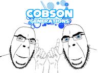 2soyjaks arm big_eyebrows blue_eyes cobson_generations eyebrows finger gem glasses hand logo pointing smile sonic_generations stubble subvariant:modern_cobson the_lawnmower_man variant:cobson // 1440x1080 // 216.8KB