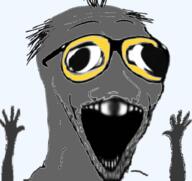 arm balding deformed glasses hand hands_up open_mouth soot soot_colors soyjak soyjak_party stubble subvariant:wewjak variant:soyak // 620x585 // 173.9KB