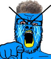 angry bald big_eyebrows bird bloodshot_eyes blue_skin crying glasses hand mustache open_mouth pink_eyes pointing pointing_at_viewer selfish_little_fuck soyjak stubble tear twitter variant:a24_slowburn_soyjak xitter zoomer // 454x520 // 68.1KB