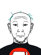 black_shirt blue_even_doe_thats_fucking_green blue_eyes blue_hair closed_mouth cross dislike ear earring faggot forehead_wrinkles hair hair_loss no_glasses russia stubble transparent_background upside-down_cross variant:kuzjak white_skin // 810x1080 // 10.7KB