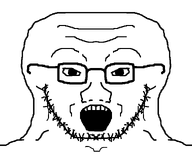 glasses looking_at_you open_mouth soyjak stubble subvariant:soyak_front3 transparent_background unwrapped variant:soyak white_skin // 966x800 // 19.8KB