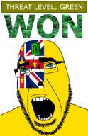 ahegao country emerald flag flag:niue gem glasses green green_eyes hair looking_up niue open_mouth schlog_color_event soyjak soyjak_blog star_(symbol) stubble teeth text threat_level_green variant:cobson won // 721x1115 // 166.9KB