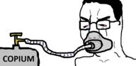 anesthesia bloodshot_eyes closed_mouth copium crying gas_cylinder glasses hair oxygen_mask soyjak text variant:chudjak // 2233x1080 // 273.1KB