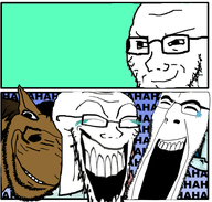 comic hahahaahahahahahaahahaha incomprehensible incomprehensible_woahjack laughing margerald smug soyjak stubble subvariant:impish_horse variant:cobson variant:soyak // 496x474 // 138.9KB
