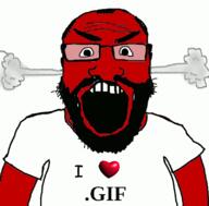 2soyjaks angry animated arm balding beard closed_mouth fume glasses hair hand heart holding_object i_love open_mouth red_skin smile soyjak stubble subvariant:science_lover subvariant:wholesome_soyjak variant:gapejak variant:markiplier_soyjak // 800x789 // 210.2KB