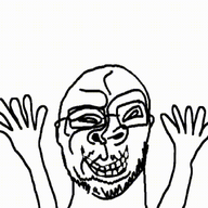 arm closed_mouth excited glasses mustache smile soyjak stubble variant:sidjak // 704x623 // 77.1KB