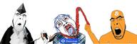 3soyjaks angry arm bitcoin bloodshot_eyes chainlink crying cryptocurrency ethereum glasses hand hanging lipstick open_mouth orange_skin pipe rope smoking soyjak stubble tongue variant:bernd variant:cobson yellow_teeth // 1537x496 // 124.0KB