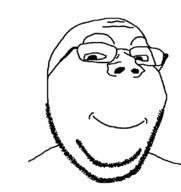 closed_mouth glasses merge smile soyjak stubble subvariant:wholesome_soyjak variant:gapejak // 686x726 // 23.0KB