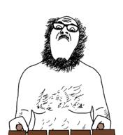 Xylophone animated arm beard body_hair closed_mouth ext=gif full_body glasses hair hand holding_object mustache nipple soyjak stubble variant:ignatius // 686x748 // 52.6KB