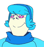 blue_eyes blue_hair blue_shirt glasses hair headband mystery_skulls scarf series:foidjaks subvariant:gapejak_female transparent_background variant:gapejak white_skin // 940x992 // 22.2KB