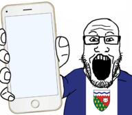 arm canada clothes country flag glasses hand holding_object holding_phone iphone northwest_territories open_mouth phone soyjak stubble subvariant:phoneplier subvariant:phoneplier_vertical template tshirt variant:markiplier_soyjak // 2160x1884 // 973.5KB