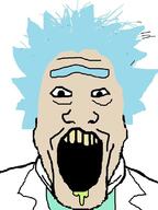 blue_eyebrows blue_hair clothes drool hair open_mouth rick_and_morty rick_sanchez scientist soyjak variant:markiplier_soyjak white_skin yellow_teeth // 600x799 // 259.4KB