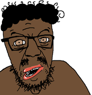 afro amerimutt clothes dark_skin eyebrows glasses moustache mutt_lips neutral nigger nose stubble variant:soydult // 477x491 // 36.4KB