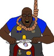 award black_skin blart glasses jakparty_soy jartycuck nate nigger open_mouth riding rope scooter soyjak stubble variant:blartjak // 876x919 // 103.9KB