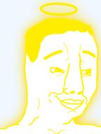 angel chud closed_mouth glowing hair halo smile soyjak transparent_background variant:chudjak // 640x850 // 120.5KB