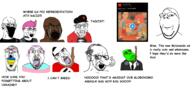 accessory anarchism angry anime antifa award badge bald balding beard black_skin bloodshot_eyes cap central_intelligence_agency che_guevara choker closed_mouth clothes colored_hair comic_sans communism crying dead ear enbie federal_bureau_of_investigation flag food french_fries frown gay glasses glowie glowing glownigger green_skin hair hammer_and_sickle hanging happy_merchant hat jacket japan japanese_text jewish_nose judaism lgbt mask mcdonalds mouth_mask multiple_soyjaks mustache nazism negro nigger open_mouth pink_hair politics purple_hair red_star reddit rope russo_ukrainian_war smile soyjak stubble subvariant:scholar subvariant:wholesome_soyjak swastika teeth text tongue tranny transgender_flag twitter ukraine variant:bernd variant:chudjak variant:feraljak variant:gapejak variant:reaction_soyjak variant:soyak wholesome yellow_teeth // 2214x1026 // 711.1KB