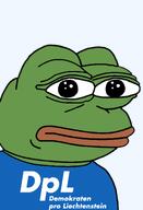 amphibian bald closed_mouth clothes democrats_for_liechtenstein europe frog green_skin liechtenstein liechtensteiner lips looking_at_you nas nas:pepe pepe pepe_the_frog politics transparent_background tshirt // 1344x1973 // 80.8KB