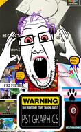 artist:sectionalism award balding blood bloodshot_eyes furry glasses hand lipstick low_poly meta:ai_generated mouthwashing_(game) open_mouth playstation ps1_graphics purple_hair shadow_the_hedgehog stubble torso tranny transgender_flag ultrakill variant:ppp warning // 1000x1633 // 1.3MB
