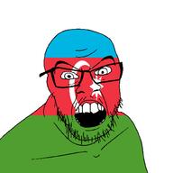 angry azerbaijan country flag glasses jacksepticeye looking_at_you mustache open_mouth soyjak stubble teeth variant:feraljak youtube // 1500x1500 // 28.3KB