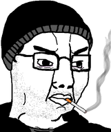 chud cigarette clothes doomer forehead_lines glasses hair hat hoodie lips nasolabial_folds neutral smoke stubble thick_eyebrows tired variant:chudjak white_background // 446x533 // 24.1KB
