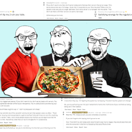 3soyjaks angry arm bowtie bug clothes cup glass glasses hand holding_object irl_background mustache open_mouth pizza reddit reddit_moment restaurant soyjak stubble text tip tshirt variant:feraljak variant:gapejak waiter // 1025x851 // 501.3KB