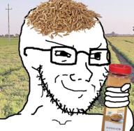 cumin glasses hand herb holding_object irl_background plant smile smug soyjak stubble variant:soyak // 602x588 // 389.8KB