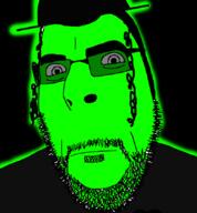 closed_mouth clothes glasses glowie glowing green_skin hair hat judaism soyjak stubble sunglasses variant:cobson // 775x838 // 112.8KB