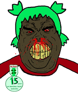 4chan 4cuck angry award badge black_skin fat green_hair obese rage red_eyes ribbon rotten_teeth seethe subvariant:hunky_twink_sex_machine transparent_background variant:alicia yellow_teeth // 592x720 // 126.7KB