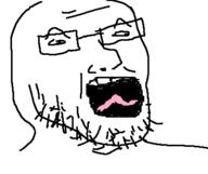 glasses oekaki open_mouth soyjak stubble tongue variant:soyak // 382x320 // 11.1KB