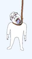 blood bloodshot_eyes clothes crying full_body glasses hand hanging leg midget open_mouth rope skinny soyjak stubble suicide template tongue transparent_background variant:bernd yellow_teeth // 1400x2524 // 63.1KB