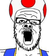 mushroom open_mouth super_mario toad_(mario) variant:a24_slowburn_soyjak vest // 223x255 // 9.4KB