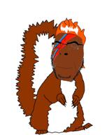 animal brown_skin closed_eyes closed_mouth david_bowie face_paint full_body glasses music music_parody orange_hair smile sound soyjak stubble subvariant:feralsquirrel tail trend:squirreljakking variant:cobson video // 480x602, 114.7s // 2.6MB