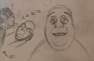 3soyjaks closed_eyes closed_mouth facemask glasses good_boy_quest redraw sleeping smile soyjak stubble traditional_media variant:alicia variant:cobson variant:gapejak // 2186x1421 // 2.2MB