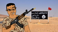 ak-47 assault_rifle brown_skin camouflage christianity dawla desert ear eyebrows flag:isis glasses gun hair holding_object iraq irl_background isis islam islamic islamic_state jesus mudslime muslims neck shia shia_islam smile smug subvariant:chudjak_front sunni sunni_islam syria variant:chudjak // 1921x1080 // 1.6MB