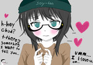 beanie blue_eyes blush clothes eyelashes hair necklace soy soyjak soylent variant:soytan // 2000x1400 // 697.4KB