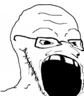 distorted glasses open_mouth soyjak stretched_mouth stubble variant:soyak // 647x740 // 81.0KB